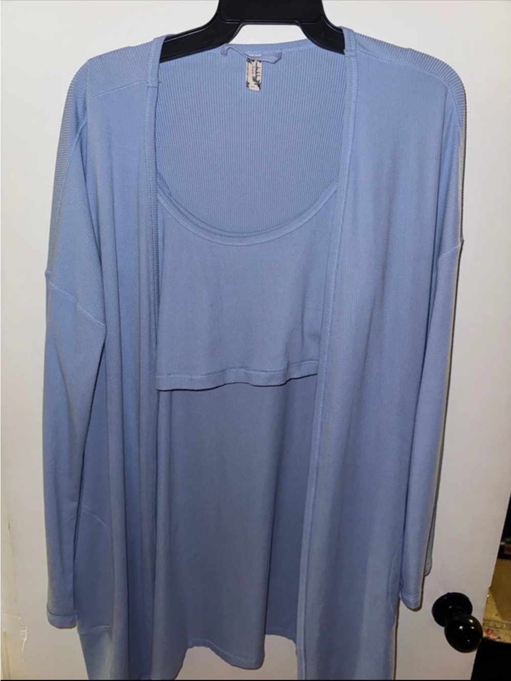 Light Blue Women’s Open-Front Cardigan and Tank Set